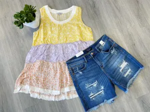 Yellow Combo Sleeveless Top
