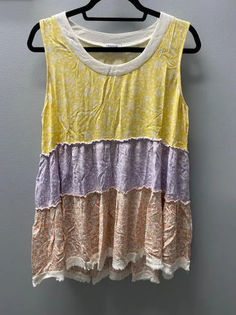 Yellow Combo Sleeveless Top