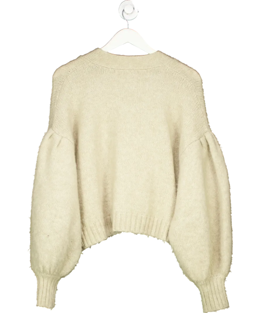 ZARA Beige Dimante Bow Button Cardigan UK M