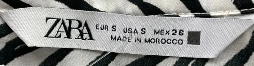 ZARA White Zebra Print Button Up Blouse UK S